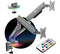 NanoRS Support de bureau pour 2 moniteurs RS166 Éclairage LED RGB VESA 17-32
