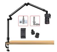 Support de Bureau pour caméra aérienne, Charge de 8,2 kg, Base et Dessus réglable à 360°, avec vis de 6,35 mm, 3/8", Bras articulé en métal Flexible en 3 Sections pour Appareil Photo Reflex