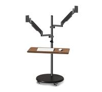 Support de bureau pour écran, support pour deux écrans avec plateau pour clavier, support de sol roulant pour moniteur multiple de 14" à 43", poste de travail -17