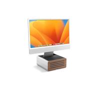 Twelve South HiRise Pro for iMac/Displays/Monitors | Height-Adjustable Stand w/Storage, Reversible Front + Leather Inlay (Silver)