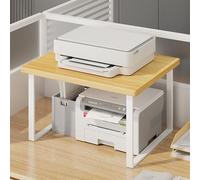 Support De Bureau pour Imprimante, Étagère À 2 Niveaux avec Rangement, Rehausseur sous Bureau pour Fax, Scanner Et Petit Destructeur, Design Moderne en Acier(Natural,40 * 25 * 30cm)