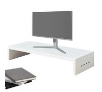 Support de bureau pour moniteur - Étagère de bureau ventilée - Support ergonomique pour ordinateur portable - Design surélevé stable - Organiseur fonctionnel pour imprimante, ordinateur portable