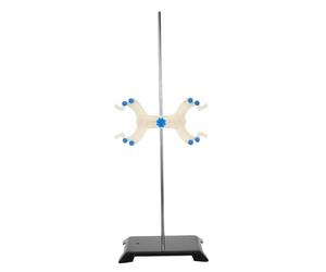 Support de Burette Double avec Pince de Table en Fer et Plastique | Montage Rapide, Positions Réglables, pour Burettes et Pipettes, Finition Lisse, Usage en Chimie Analytique