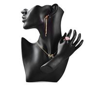 Support de Buste de Mannequin, Présentoir de Bijoux en Résine Noire | Ensemble Présentoir de Boucles D'oreille Collier Anneau Présentoir pour Boutique | Accessoires Photo pour