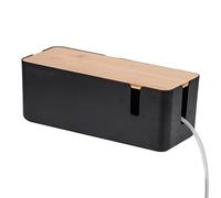 Support de câble, boîte de gestion des câbles avec couvercle en bambou, boîte de rangement multifonctionnelle pour blocs d'extension, appareils mobiles, routeurs, télécommandes, rangement de câbles