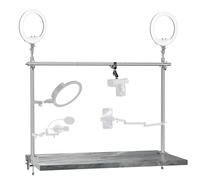 Support de caméra aérien, plate-forme de table réglable en aluminium pour la prise de vue multi-appareils, comprend deux têtes sphériques et pince, supporte une charge maximale de 11 kg pour la