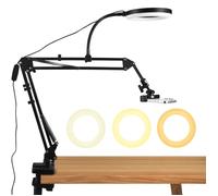 Support de Caméra Aérienne avec Anneau Lumineux,Ring Light avec Support de Téléphone,3 couleurs de lumière+10 luminosités,support
