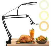 Support De Caméra Aérienne Avec Anneau Lumineux, Ring Light Avec Support De Téléphone, 3couleurs Et 9 Luminosité Réglables, Anneau Lumineux Avec Bras Articulé Pour Enregistrement Vidéo Youtu[M492]