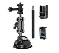 Support de caméra de fenêtre de voiture avec base d'aspiration sous vide, bras réglable, vis 1/4 et téléphone pour filmer le voyage, le pare-brise, support vidéo, support de tableau de bord
