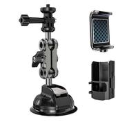 Support de caméra de fenêtre de voiture avec base d'aspiration sous vide, bras réglable, vis 1/4 et téléphone pour filmer le voyage, le pare-brise, support vidéo, support de tableau de bord