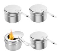 Support de carburant en acier inoxydable, 4 supports de carburant pour mèche frottement avec couvercle amovible et poignée portable, pare-vent facile à nettoyer pour la maison, le camping, le