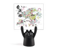 Support de carte de Hong Kong en Chine - Motif chat noir