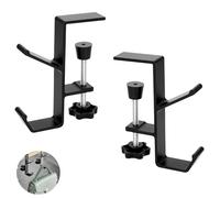 Support de Casque avec Double Crochets, Lot de 2 Supports de Casque, Support de Casque en Alliage D'aluminium, Crochet en Alliage D'aluminium, Crochet de Table pour Casque, Réglable Noir
