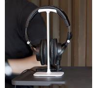 Support de Casque de Bureau Support en Aluminium Innovant, Base Robuste pour écouteurs, Gain de Place sur Le Bureau, Sablage à L'oxyde D'aluminium, Silicone ABS PC Alliage Plastique (Black)