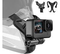 ° Support de Casque de Moto Menton pour GoPro Hero 13 12 11 10 9 8 7 Max Insta360 X5 X4 X3 Ace Pro/2 DJI Osmo 360 Action 5 Pro 4/3 AKASO Fixation avec Support à Crochet J Silicone antidérapant