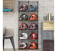 Support de casque de moto - Support de casque de vélo en métal sur pied avec étagère pour sac à chaussures - Grilles de rangement pour placard - Bibliothèque modulaire et présentoir à chapeaux