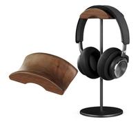 Support de Casque en Bois de Noyer et en Aluminium, Support de Jeu en Noyer Naturel avec Base en métal Solide pour Tous Les écouteurs
