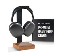 Support de casque en bois pour bureau, support de casque de bureau, support de casque de jeu, support de casque en bois, support de téléphone pour casque, compatible avec Airpods Max, Beats - Noyer