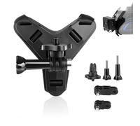Support de Casque Moto Menton pour GoPro Hero 13 12 11 10 9 8 7 6 5 pour DJI OSMO Action 5 Pro 4/3 Insta360 X4 X3 X2 Fixation de Menton pour Session avec Crochet en J Sangle Silicone Antidérapant
