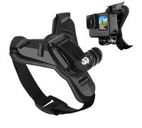 Support de Casque Moto Menton pour GoPro Hero 13 12 11 10 9 8 pour DJI OSMO Action 5 Pro 4/3 pour Session SJCAM, Fixation de Menton avec Crochet en J Sangle Silicone Antidérapant Facile à Installer