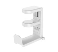 Support de Casque réglable à 360 degrés, Crochet de Bureau antidérapant, Cintre de Casque, perçage, Installation Gratuite for la Maison(White)