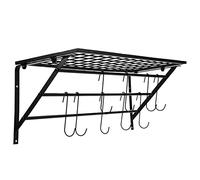 Support de Casseroles Suspendu de Cuisine, fixé au Mur avec 10 Crochets, Organisateur Permettant de Gagner de L'espace pour Petite Cuisine, Balcon, Revêtement en Fer Noir 24,41 * 10,04 * 9,84