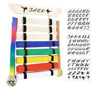 Support de ceinture de karaté en bois robuste avec plusieurs couches de rangement pouvant contenir 8 ceintures pour une utilisation à long terme