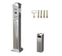 Support de cendrier extérieur commercial coupe-vent en acier inoxydable Support de cigarette debout serrure de nti vol Heavy Base poubelle durable pour patio Hôtel Restaurant Espace public Argent
