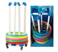 Support de cerceau de fitness pour enfants, chariot de rangement à roulettes pour cerceaux d'exercice, assemblage facile et organisateur de sol portable
