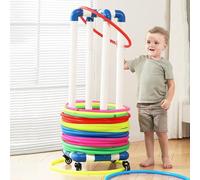 Support de Cerceau en PVC avec roulettes, Chariot de Rangement Mobile pour cerceaux d'exercice pour Enfants, Organisateur de cerceaux de Sport pour Salle de Jeux préscolaire (L)