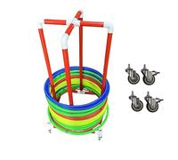 Support de Cerceau Mobile avec 4 roulettes universelles, Chariot de Rangement en PVC pour Cerceau de Fitness Rouge, étagères Portables (50 cm).