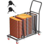 Support de chaise pliable VEVOR, capacité de charge de 136 kg, chariot de chaise horizontal en forme de L pour 25 chaises, chariot de rangement de chaises robuste en métal avec roues et supports en ca