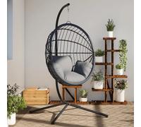 Support de chaise suspendu en forme d'œuf sans panier, balançoires de Patio en acier noir pour l'extérieur pour l'arrière-cour avec enfants, mobilier d'extérieur Fuchsia