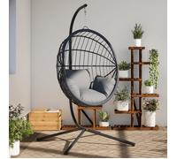 vidaXL Support de chaise suspendue en forme d'œuf – Noir, acier