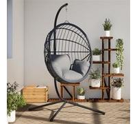 Support de chaise suspendue en forme d œuf noir acier Noir G