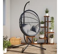 vidaXL Support de chaise suspendue en forme d'œuf – Noir, acier