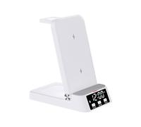Support de charge 4 en 1 avec horloge 15 W - Station de charge rapide sans fil compatible avec iPhone - Support de charge pliable pour téléphone