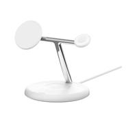 Station de recharge aimantee 3-en-1 (telephone, Apple Watch et AirPods), 15W, magnetique et compatible Qi2 adaptateur secteur et cable de 1,5m inclus, blanc.