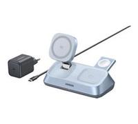 Support de chargement sans fil magnétique MagFlow 3-en-1 USB Type C 25 W Blanc