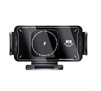 Support de chargeur de voiture sans fil 15 W avec design pliable et support rotatif à 360° pour un chargement sécurisé du téléphone pendant les voyages et les trajets quotidiens, noir