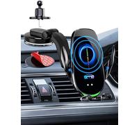 Support de chargeur de voiture sans fil Qi 15 W avec charge rapide, auto-agrippant, support de téléphone portable pour voiture, prise d'air, pare-brise, tableau de bord, bras long, ventouse
