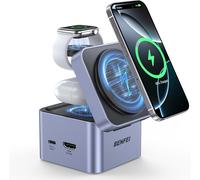 Support de Chargeur MagSafe 3-en-1 Pliable avec hub USB C, Station de Charge sans Fil pour iPhone 16/15/14/13/12, Apple Watch & AirPods, supportant HDMI (4K@60Hz), 100W PD, 2X USB 3.0 (5Gbps)