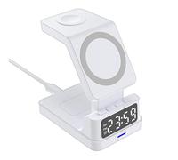 Support de Chargeur sans Fil avec réveil - Station de Charge pour réveil | Station Support magnétique 15W 4-en-1 pour téléphone - Support de Chargeur sans Fil avec chipsets intelligents pour l'école
