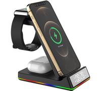 Support de Chargeur sans Fil Pliable generique DWO Europe, Base RVB, Horloge LED, Station de Charge Rapide 15 W pour Samsung Galaxy Watch 5/4 S22 S21 Compatible