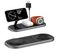 Support de chargeur sans fil rapide 3 en 1 pour iPhone, station de charge de voyage pliable pour Magsafe pour iPhone 17/Air/16/15/14/13/12, Apple Watch Series, AirPods pro/2/3/4, cadeaux pour homme et