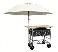 Support de chariot de nourriture pliable à 2 couches, cadre en acier au carbone avec auvent et roues pour nourriture de rue et événements (118 cm)