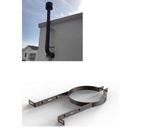 Support de cheminée de Toit, Support de Tuyau de cheminée Robuste et réglable en Acier Inoxydable - Collier de Serrage pour tubage, Support de Tuyau de poêle Portable, Accessoire de Support