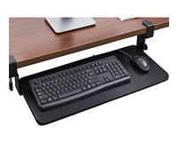 Support de clavier coulissant noir sous le bureau avec pince, capacité de charge de 25 kg, design anti-perçage, support caché pour souris et clavier, solution gain de place
