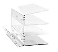 Support de clavier en acrylique à 3 niveaux avec compartiment de rangement arrière pour souris, manette de jeu ou tablette pour garder le bureau bien rangé et fonctionnel (transparent)