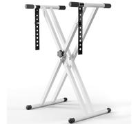 Support de Clavier, Support de Clavier à Double Embase X, en Métal, Hauteur Réglable sur 8 Niveaux, Antidérapant, Chevalet de Clavier Pliable Portable pour Piano Electrique, Blanc